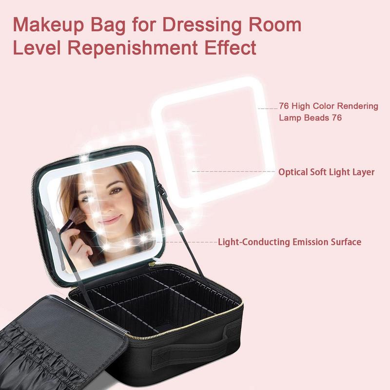 Smart LED Makeup Bag With Mirror Luminous Make up Organizer Waterproof PU Leather Travel Cosmetic Case Birthday Christmas Gifts ca78a