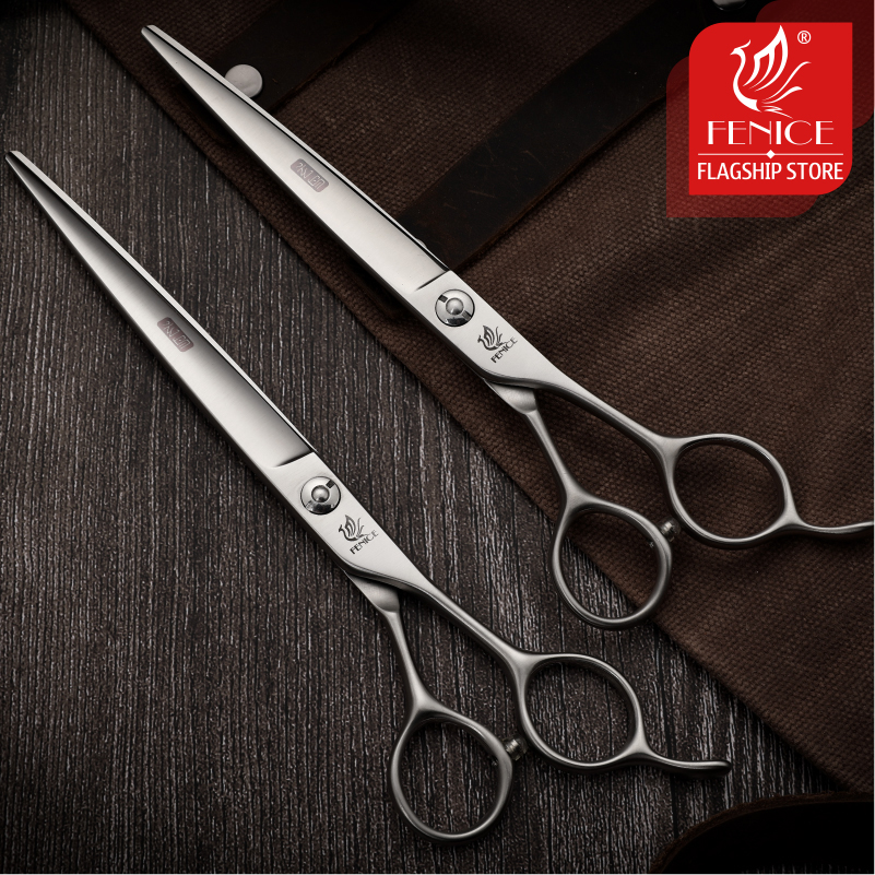 Fenice Dog Scissors Set 6/6.57/7.5inch Straight&Thinning&Curved&Chunker Pet Grooming Scissors Kits Dog Grooming Shears Set Tool