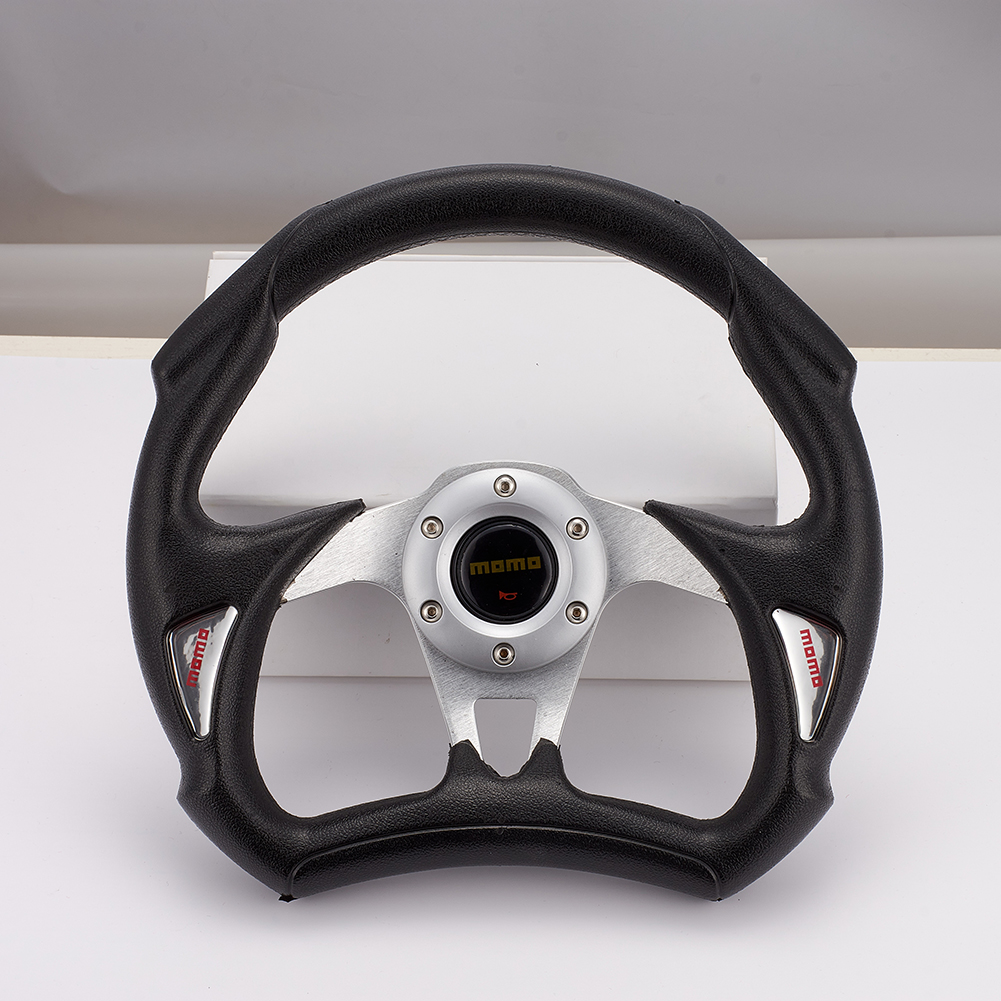 Black/Blue Aluminum Flat Dish Car Steering Wheel with Horn Drifting JDM Racing Sport Leather Effect With Original Logo