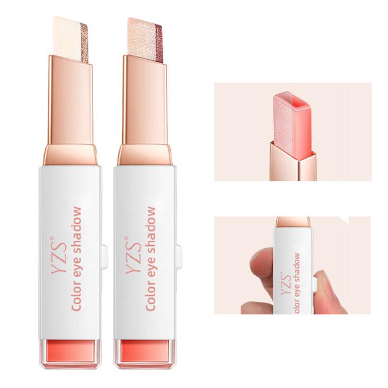 Lazy Eyeshadow Stick Stereo Gradient Shimmer Double Color Eye Shadow Pen Waterproof Easy to Wear Eyeshadow Makeup Maquillaje