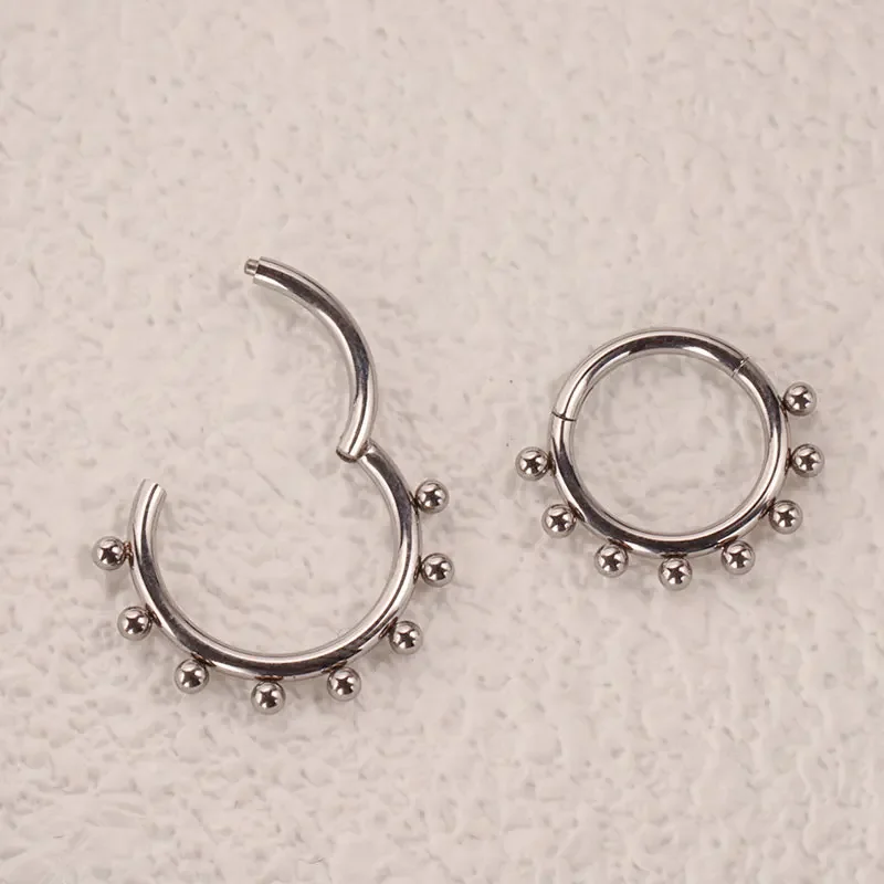 ASTM F136 Titanium Antiallergic Septum Piercing Nose Ring Tragus Cartilage Earring Lip Stud Clicker Hoop Body Jewelry 16G