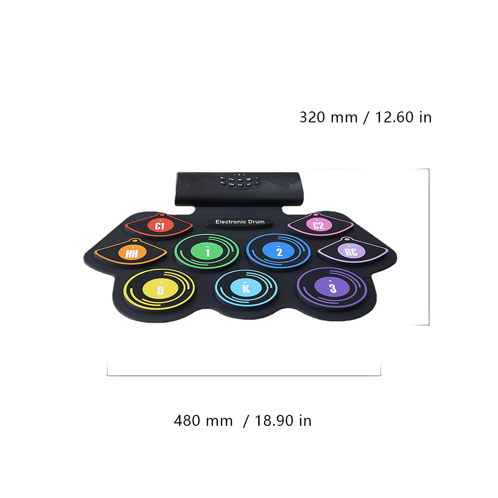 Electronic Drum Set Built-in Speaker 9 Pads Roll Up Drum Kit with Drumsticks Sustain Pedal Christmas Birthday Gift