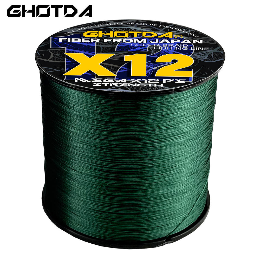 Ghotda High Density Weaves Fishing Line 12Strands 1000M-100M Multifilament Super PE Braided Wire Sea Fishing Gear Accessories