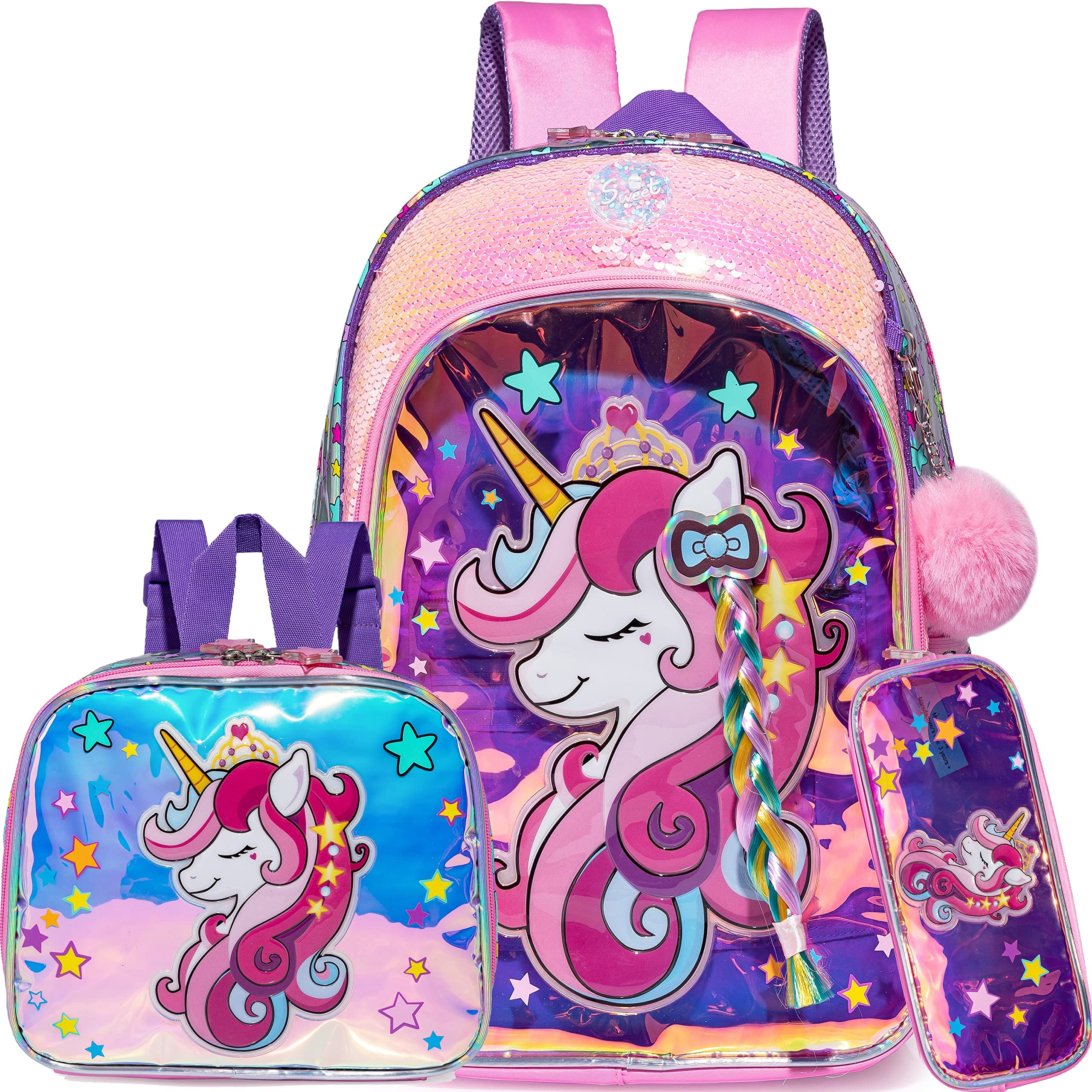 Kids Backpack for Gilrs School Backpacks with Lunch Box for Elementary Kindergarten Student Cute Pink Bookbag for Girls 82dc3