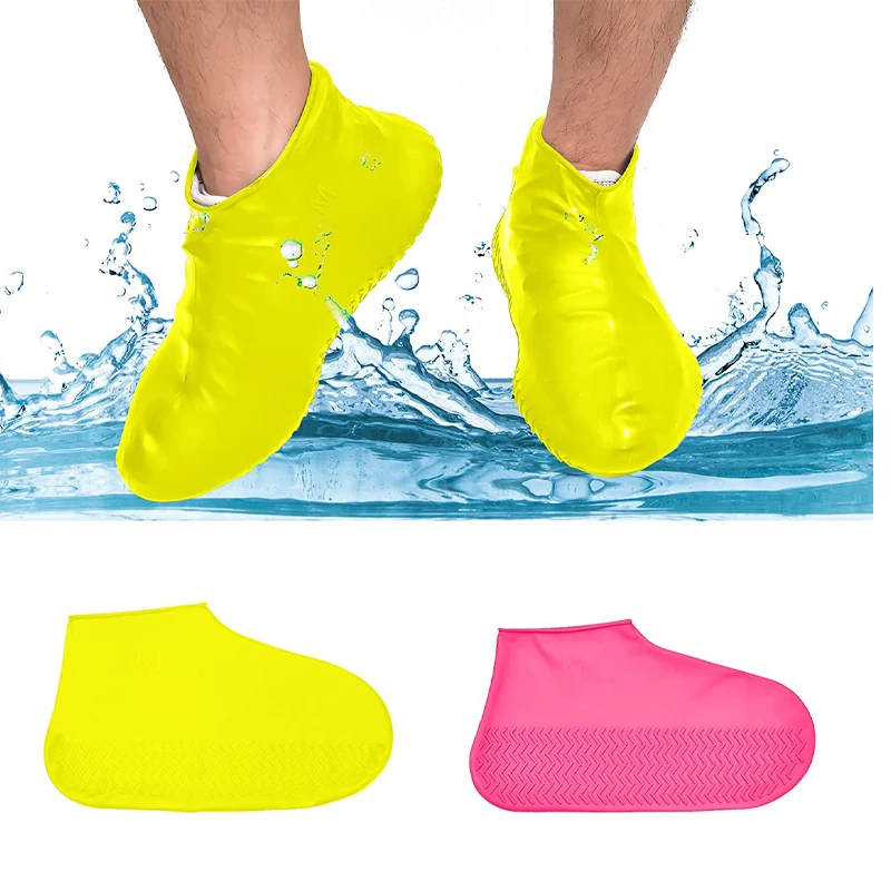 Vintage Reusable Latex Waterproof Rain Shoes Covers Slip-resistant Rubber Rain Boot Overshoes S/M/L Unisex Shoes Accessories