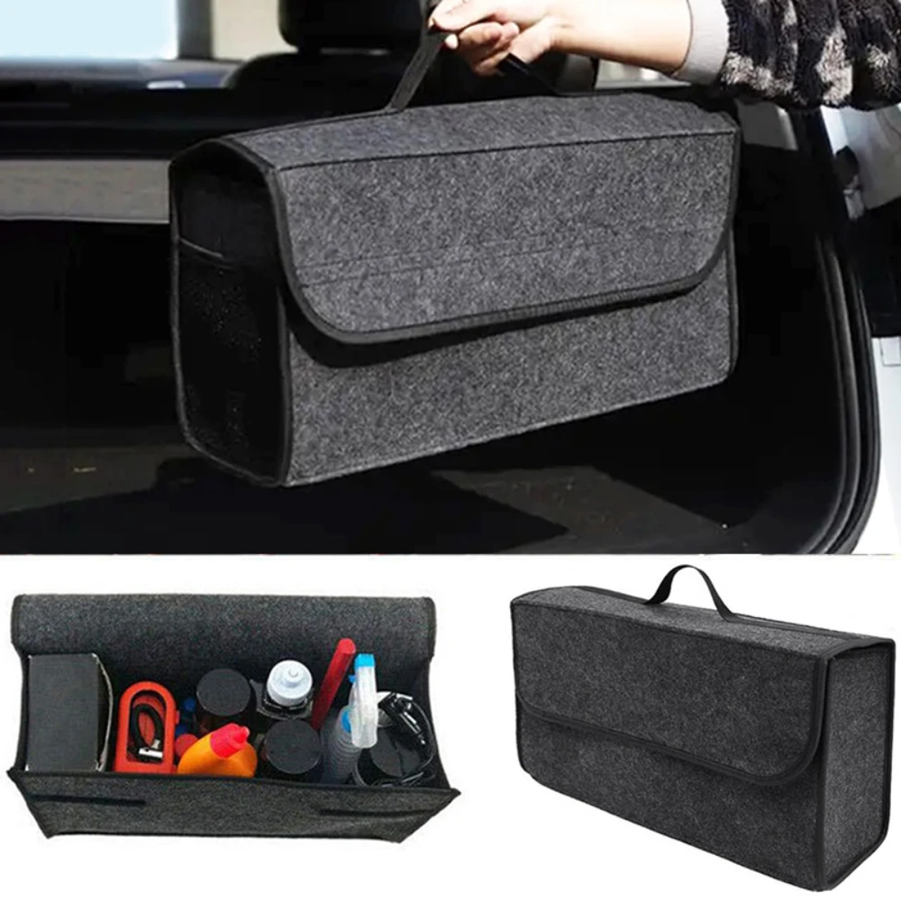 Organizer Large Trunk Suv Car Anti Slip Compartment Boot Storage Tool Car Storage Bag Trunk Stowing Tidying Box Auto Accessories smile