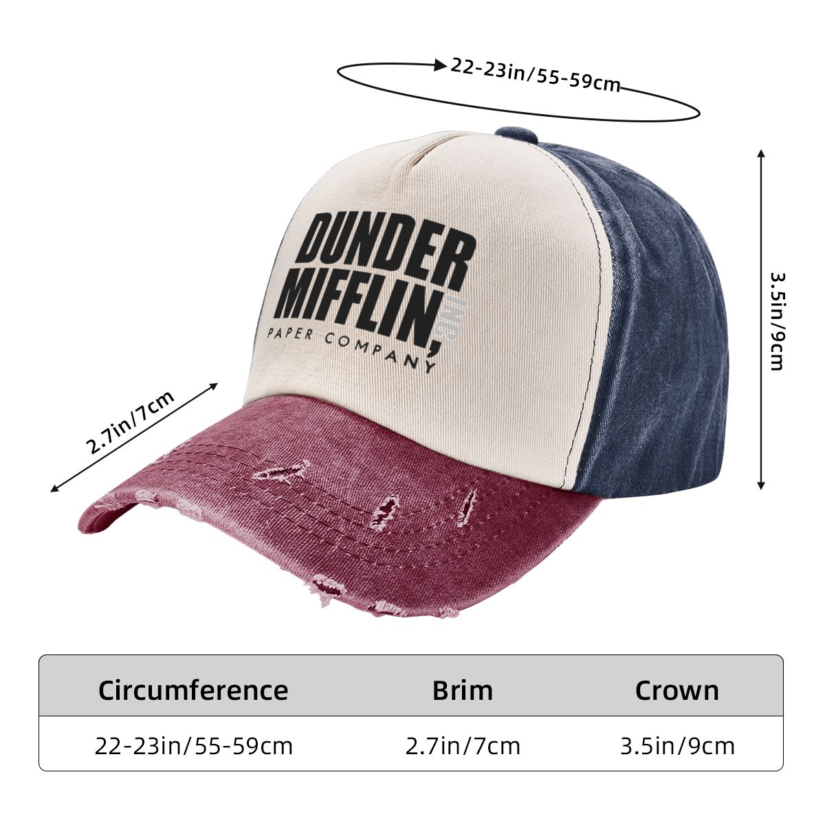 Dunder Mifflin Paper Company The Office Outfit Unisex Baseball Caps Classic TV Show Distressed Denim Dad Hats