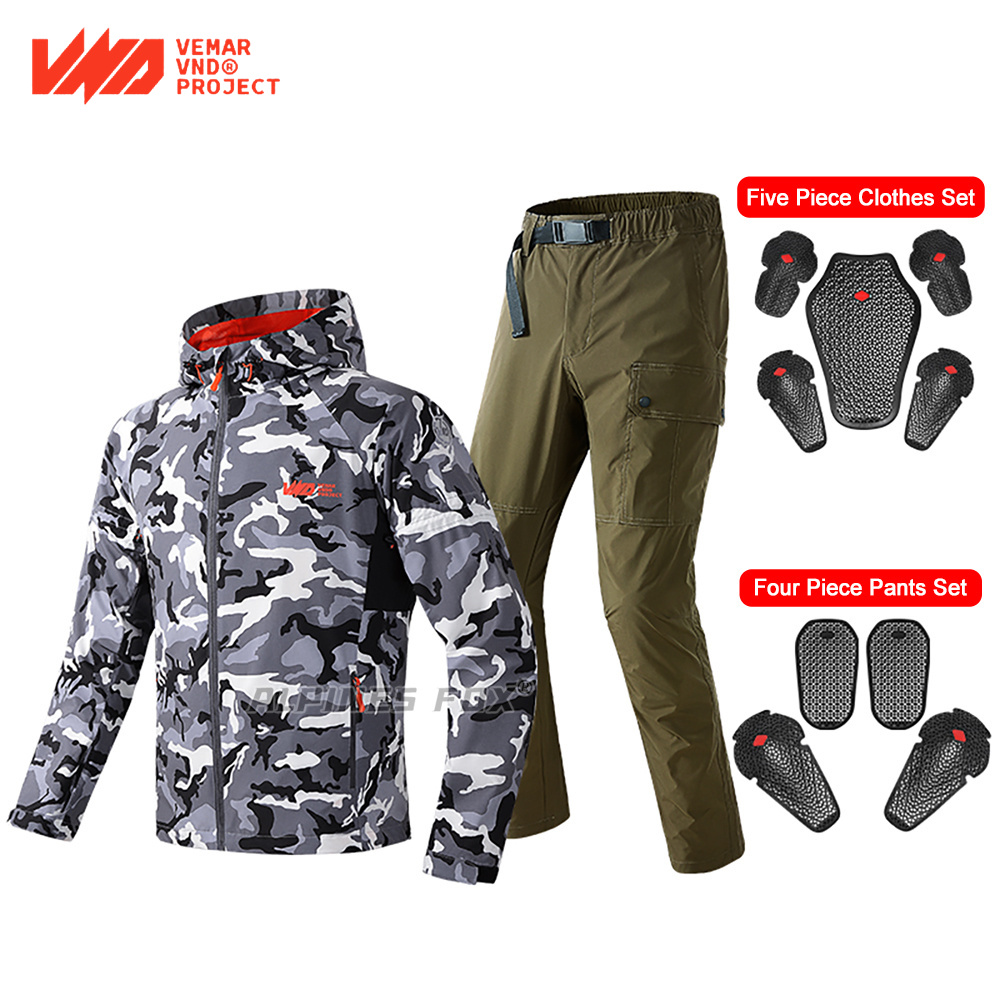 Men Motobiker Racing Jacket Summer suit Anti-fall Reflective Motocross Motorbike Protective Gear Moto Pants Set