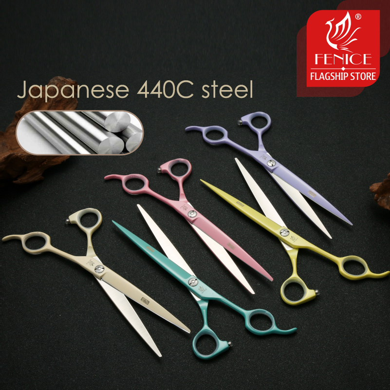 Fenice Jp440c Colorful Professional 7.0 Inch Pet Cutting Scissors for Dog Grooming Straight Scissors Pet Shears