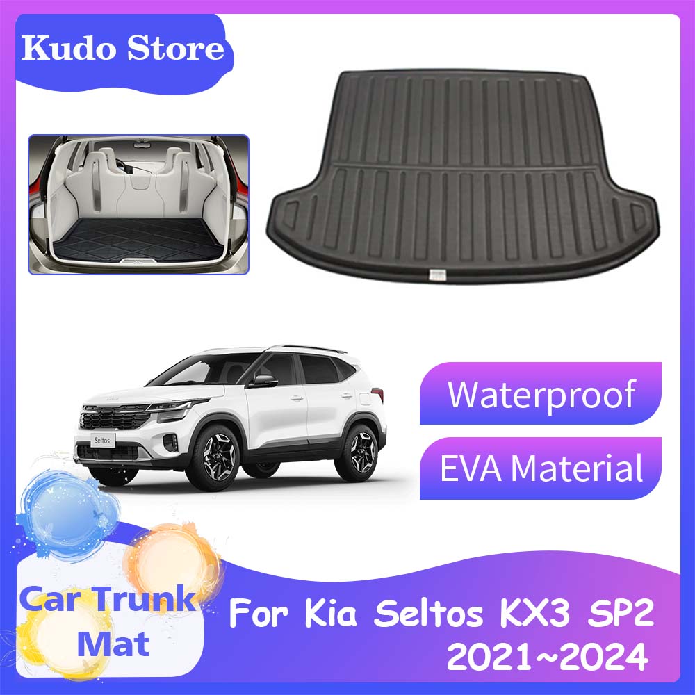 Car Trunk Mats for Kia Seltos KX3 SP2 2021~2024 Rear Boot Cargo Liner Covers Lage Tray Pad Storage Carpet Interior Accessorie 95f1e