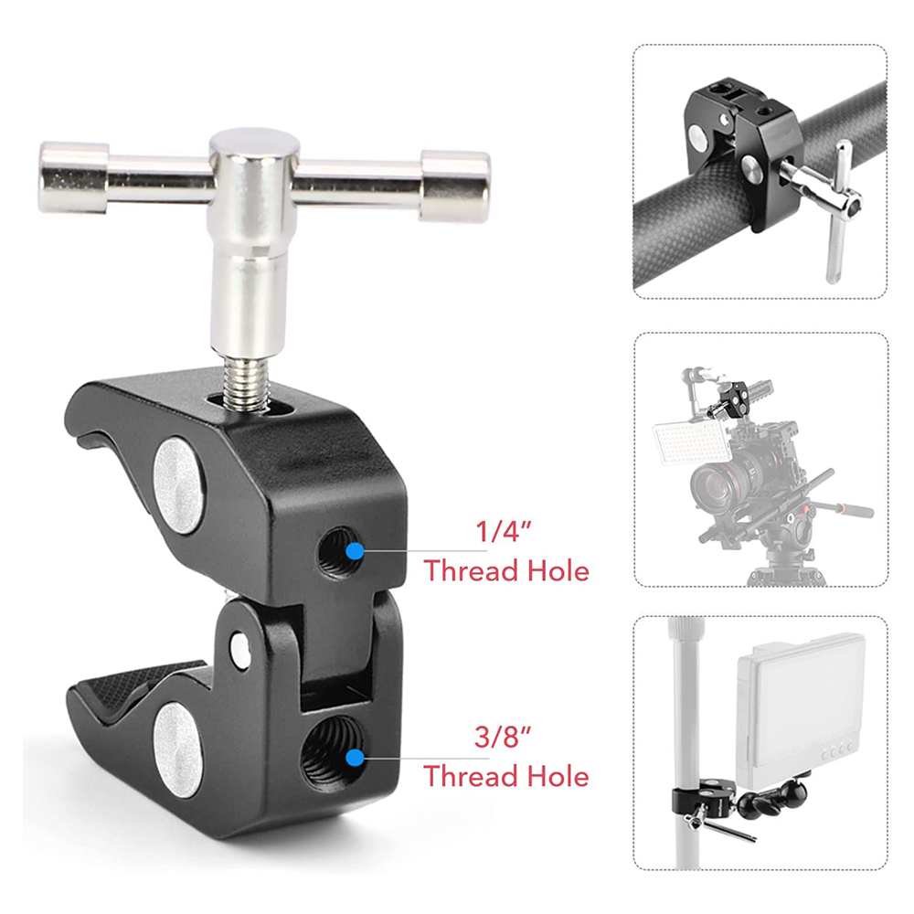 DSLR 360° Ballhead with Clamp Mount for SLR Camera Rig LCD Monitor LED Light Flash Tripod Magic Arm Photo Studio Accessory 92cb3 5 39985