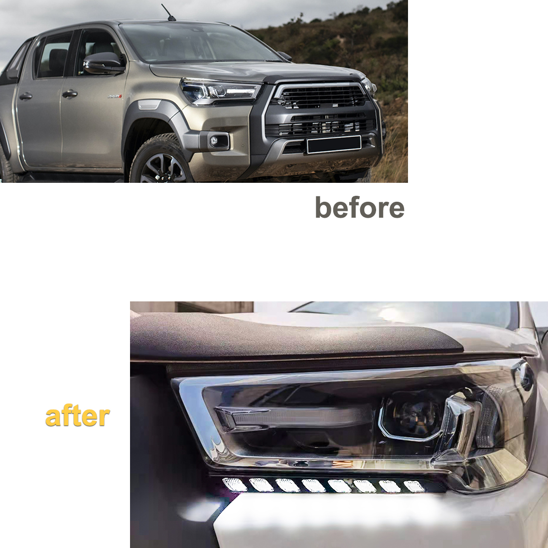 For Toyota Hilux Revo 2020 2021 Car Led DRL Daytime Running Light Dual Color Headlight Turn Signal Lamp With Wire 12V Waterproof