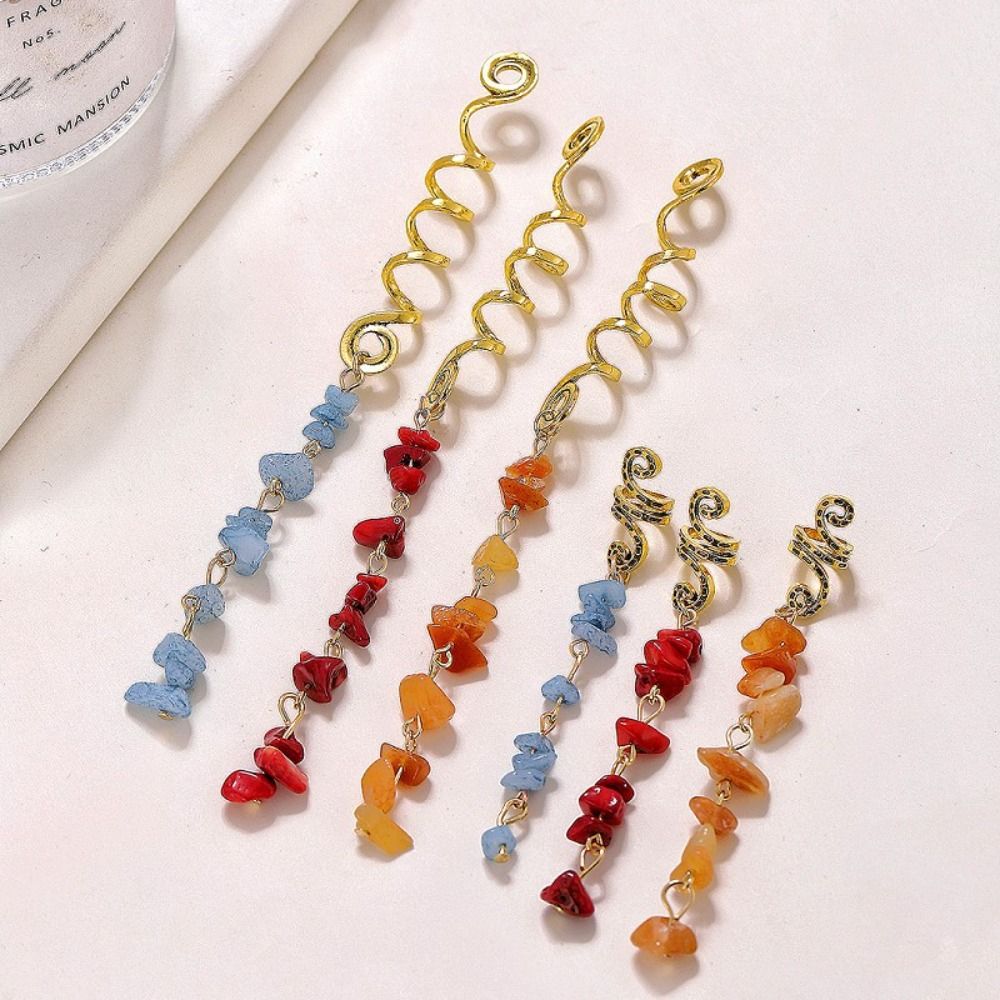 Colored Natural Stone Pendant Hair Jewelry For Braids Crystal Dreadlock Accessories Hair Charms Women Headwear Dangle Dreadlock