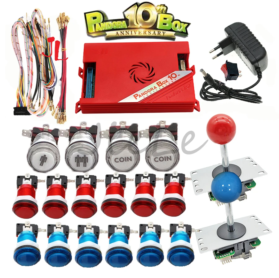 Simple DIY Kit for Home 2P Arcade Game Console Bartop with V2.0 Pandora Box 10th Anniversary 5171 in 1 Joystick HAPP Push Button