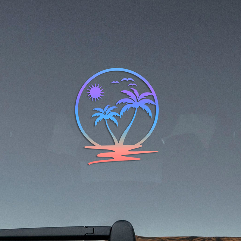 Coconut Tree Stickers Vinyl Waterproof Laser Reflective Trend Decor Sticker For Car Body Self-adhesive Colorfast