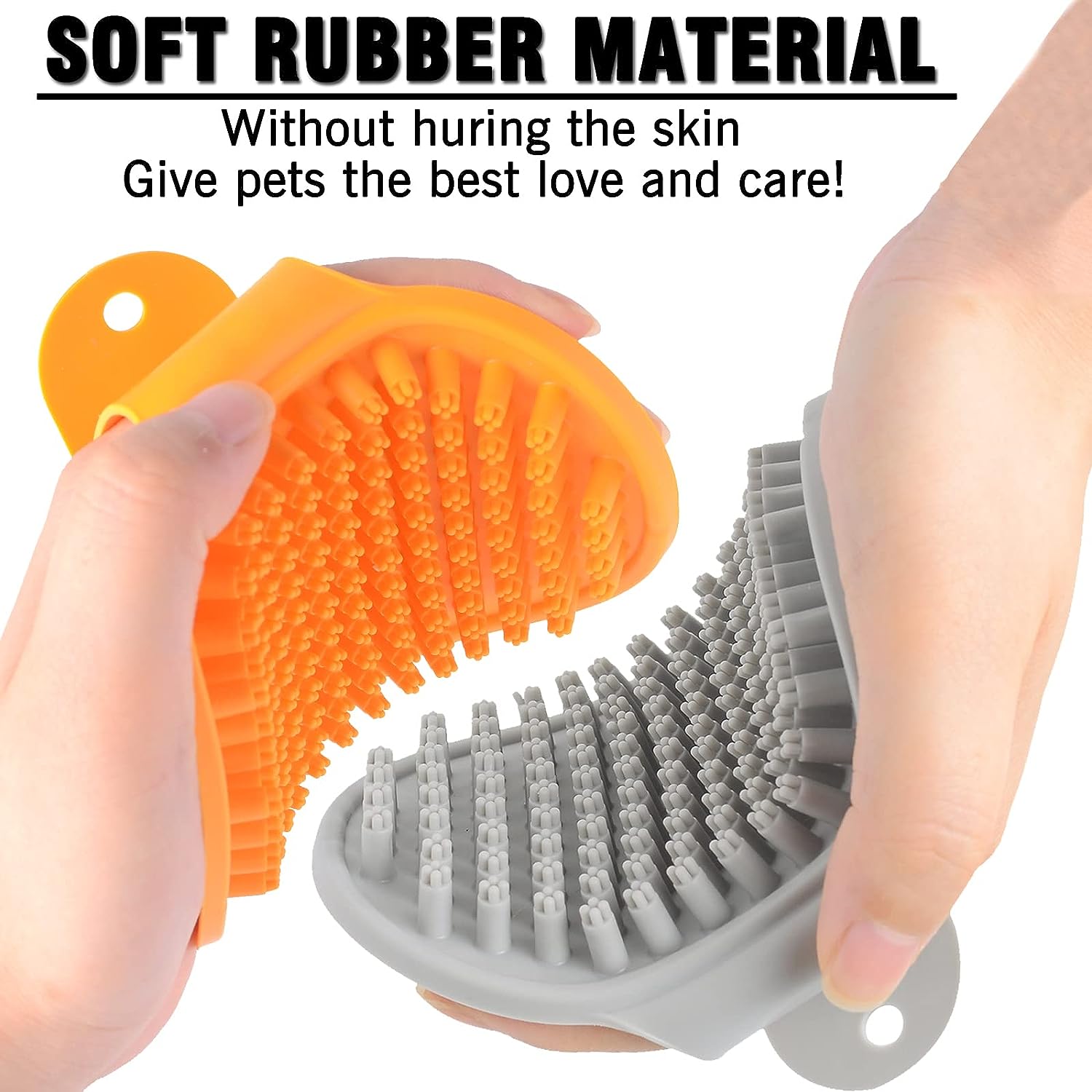 Dog Bath Brush,Dog Grooming Shedding Soothing Massage Rubber Bristles Curry Comb with Adjustable Ring Handle for Pet Dogs& Cats Free shipping
