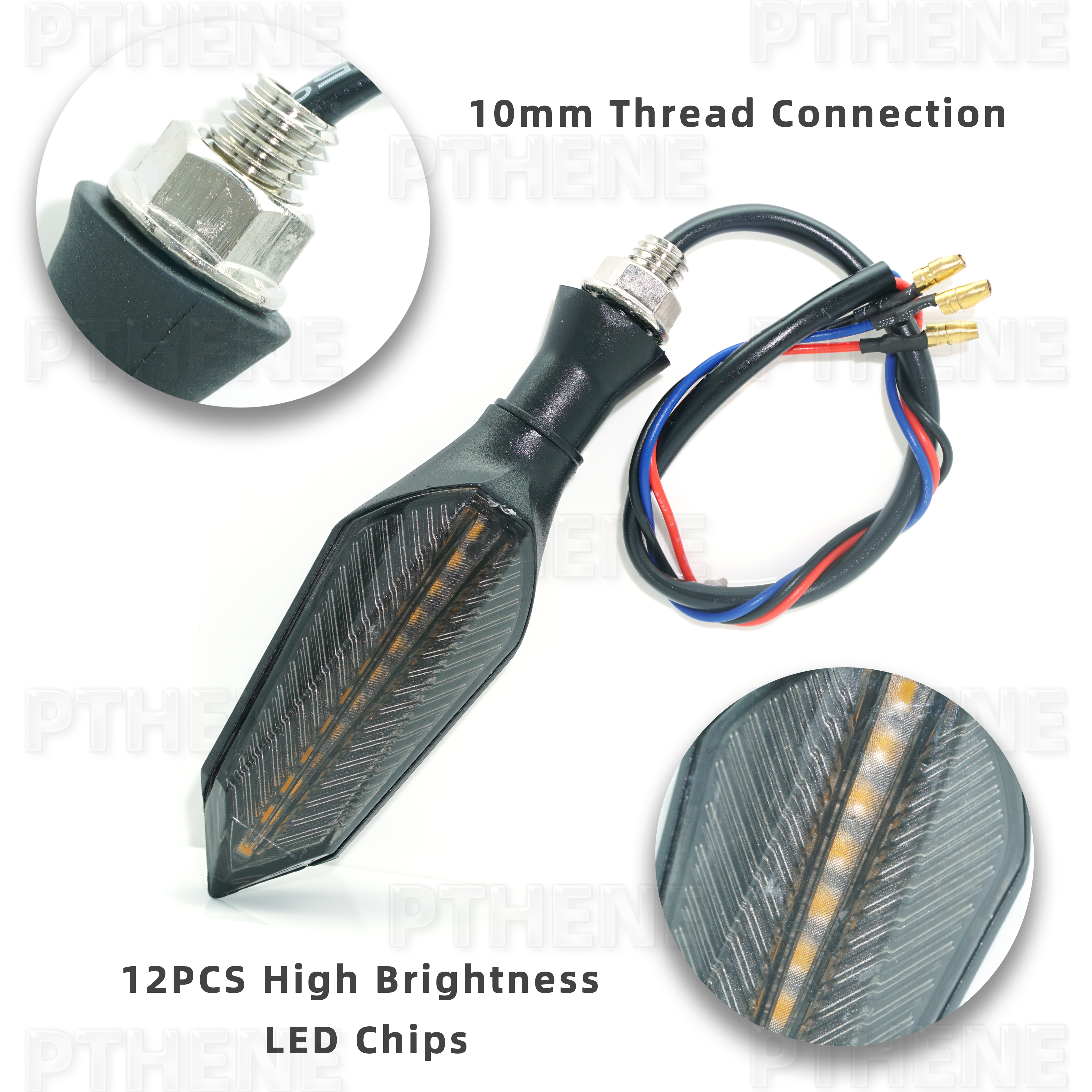 Pthene 12V 48V 52V 60V E Motorcycle Electric Scooter Moto Motorbike LED Turn Signal Light Flasher Blinker Indicator Accessories
