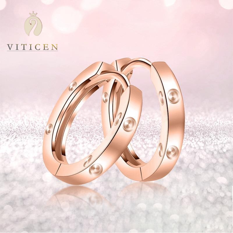 VITICEN New Arrival Real 18K Rose Gold Yellow Gold Earrings AU750 Party Daily Casual Women Jewelry Gift Fine Delicate Present