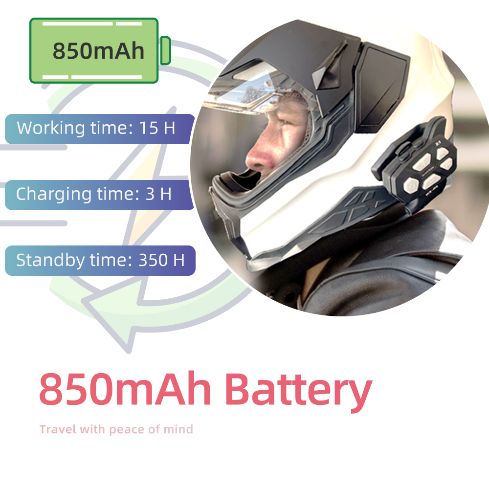 WAYXIN R9 Motorcycle Helmet Intercom Bluetooth Headset 6 Rider Motorcycle Intercom 1500m Universal Pairing Waterproof Fm Radio