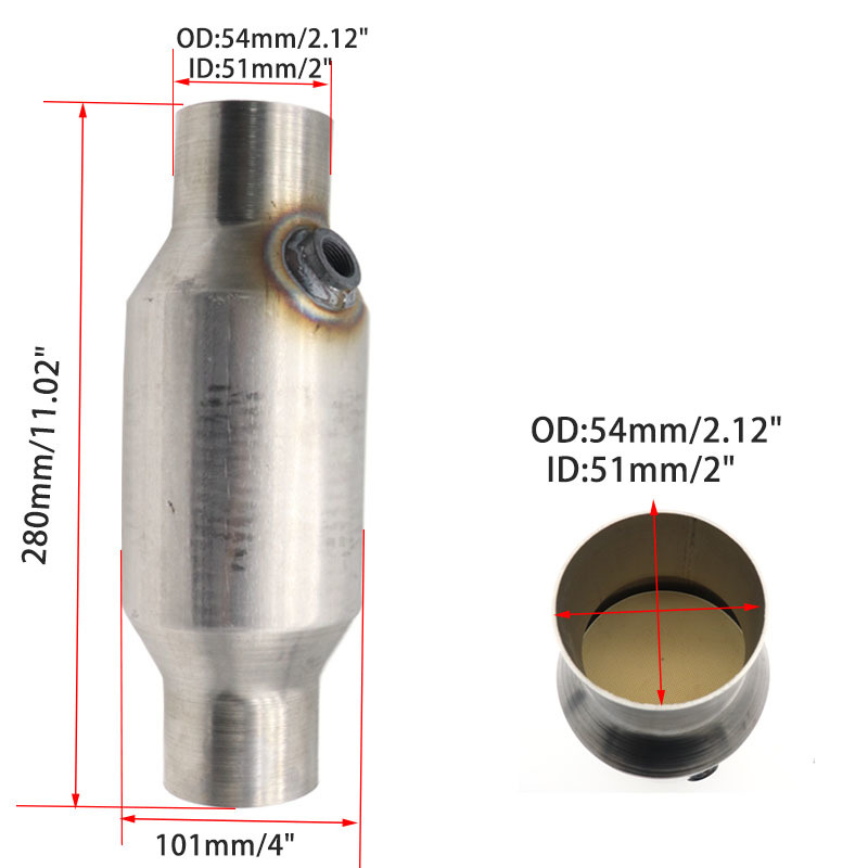 Universal 2inch 51mm Three-Way Catalytic Converter Premium Car Exhaust Pipe Corrosion-resistant Direct 400cell Fit Exhaust