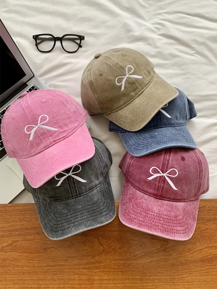 Designer Korean Bow Niche Embroidered Baseball ddmysmile Caps Unisex 2024 Spring And Summer Travel Sunscreen Casual Women's Hats Gorra Smile
