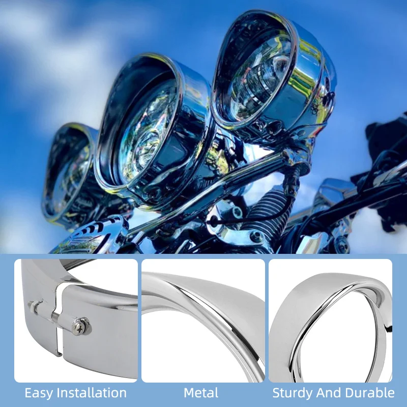 Chrome 7 inch Headlight Headlamp Trim Ring 4.5 inch Fog Light Trim Ring For Harley Touring Road King Electra Glide Softail