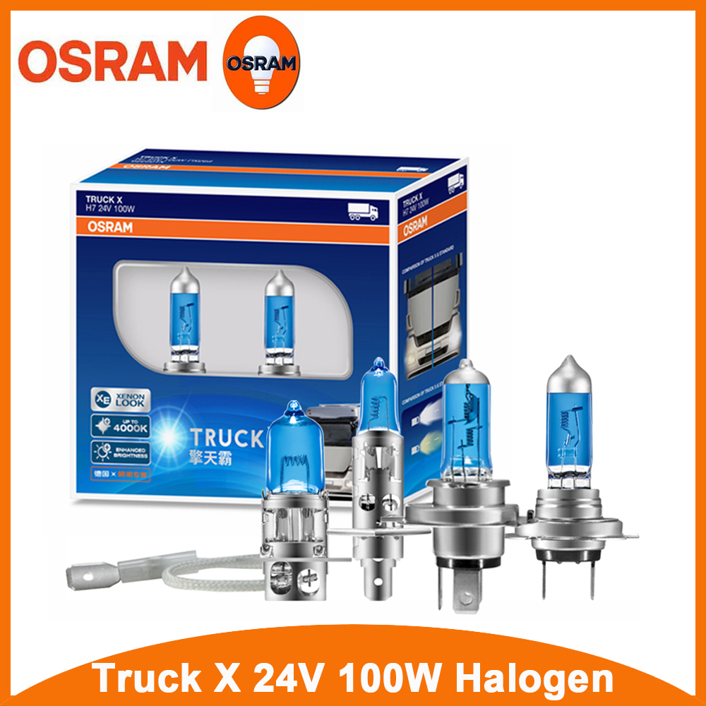 OSRAM Truck X H1 H3 H4 H7 4000K 24V 100W High-Power Bright White Car Halogen Lamp Auto Headlight Fog Bulbs(2 PCS)