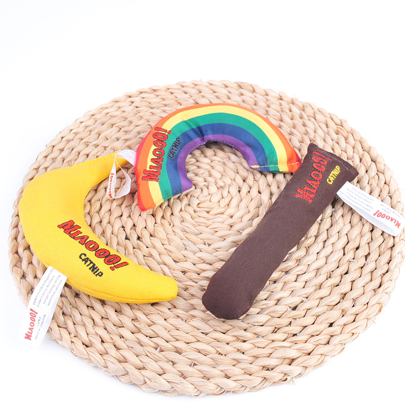 Manufacturer Fully Filled Cat Mint Roll Cat Banana Cigar Cat Mint Plush Toy