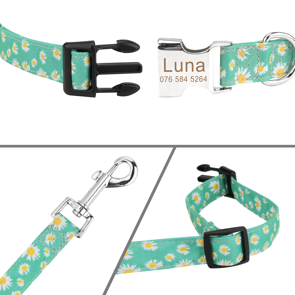 Dog Collar and Leash Set Safety Sets Personalized Custom Engraved ID Name For Small Medium Large Dog Cats Pet Collar Leashes Set