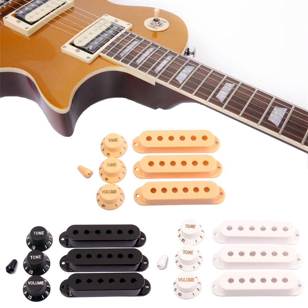 1 Volume 2 Tone Knobs Electric Guitar Adapter Pick-up Case Switch Tip Single Coil Pickup Cover Guitar Parts Accessories Set