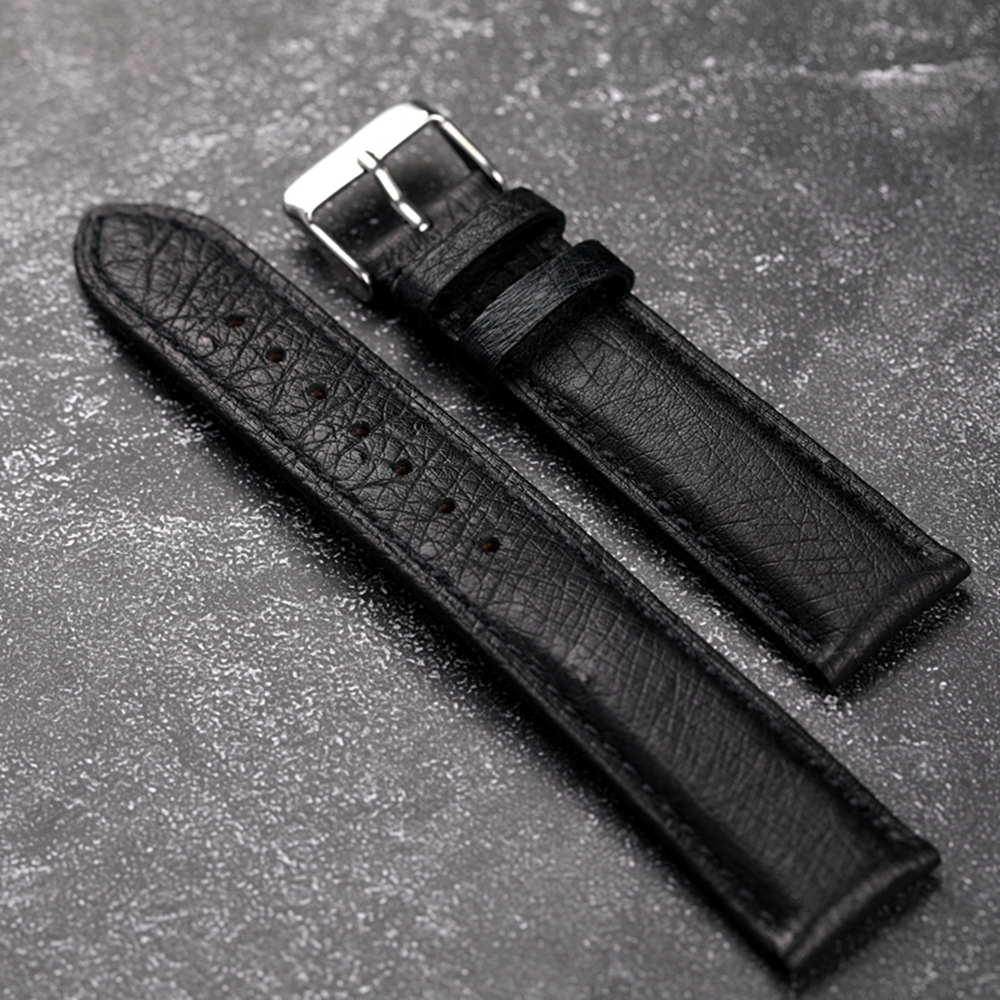 Handmade Leather Ostrich South African Black Strap 18 19 20 21 22MM Vintage Leather Bracelet Men Bracelet Height Leather smile