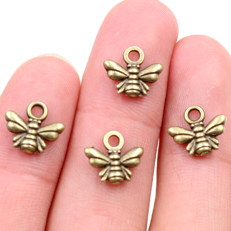 30pcs Charms bee 10x11mm Tibetan Silver Plated Bronze Gold Plated Pendants Antique Jewelry Making DIY Handmade Craft