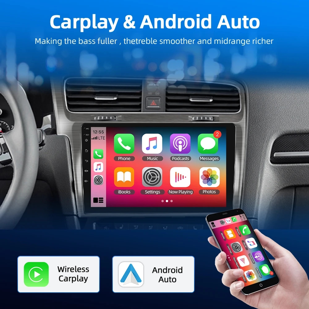 Android 12 Auto Qualcomm GPS Stereo Video Player 2din For Volkswagen VW Golf 7 MK7 GTI 2013-2018 Car Radio Carplay HD Multimedia