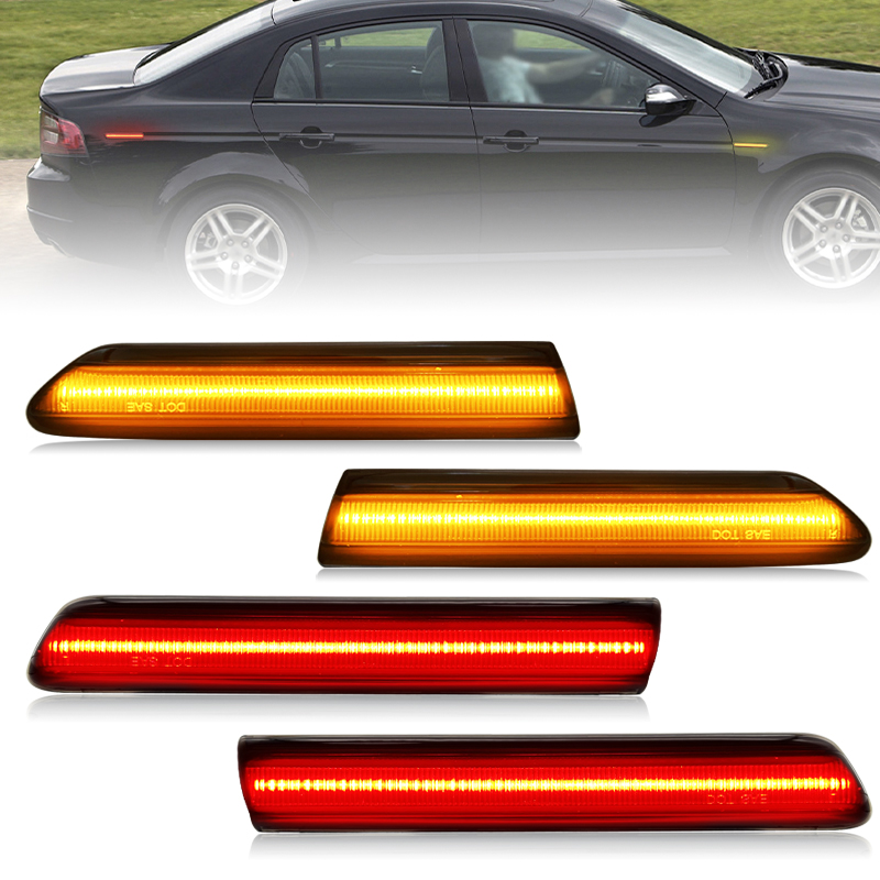For Acura TL 2004-2008 Smoked Lens LED Side Marker Lamp Amber Front Red Rear Side Fender Reflector Lights