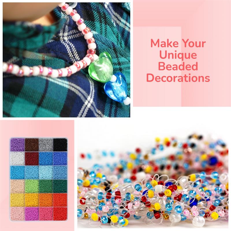 Round Size Glass Seed Beads With Beading Kit 7800 Pcs Beads In Box 24 Multicolor Seed Beads For Jewelry Making About 325 Pcs 569ba