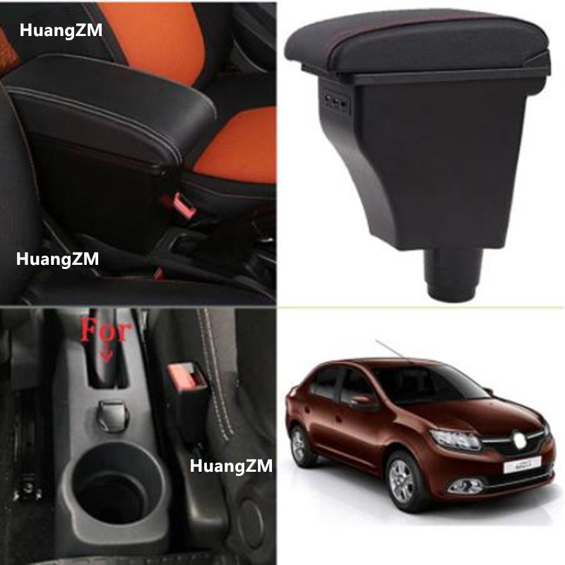 For Dacia Sandero armrest box For Renault Logan 2 central Store content Storage box Dacia stepway armrest box USB interface