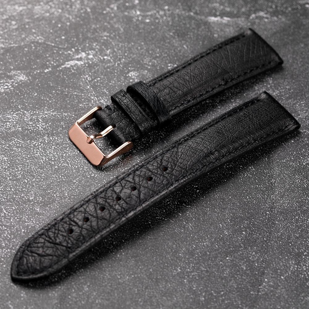 Handmade Leather Ostrich South African Black Strap 18 19 20 21 22MM Vintage Leather Bracelet Men Bracelet Height Leather smile