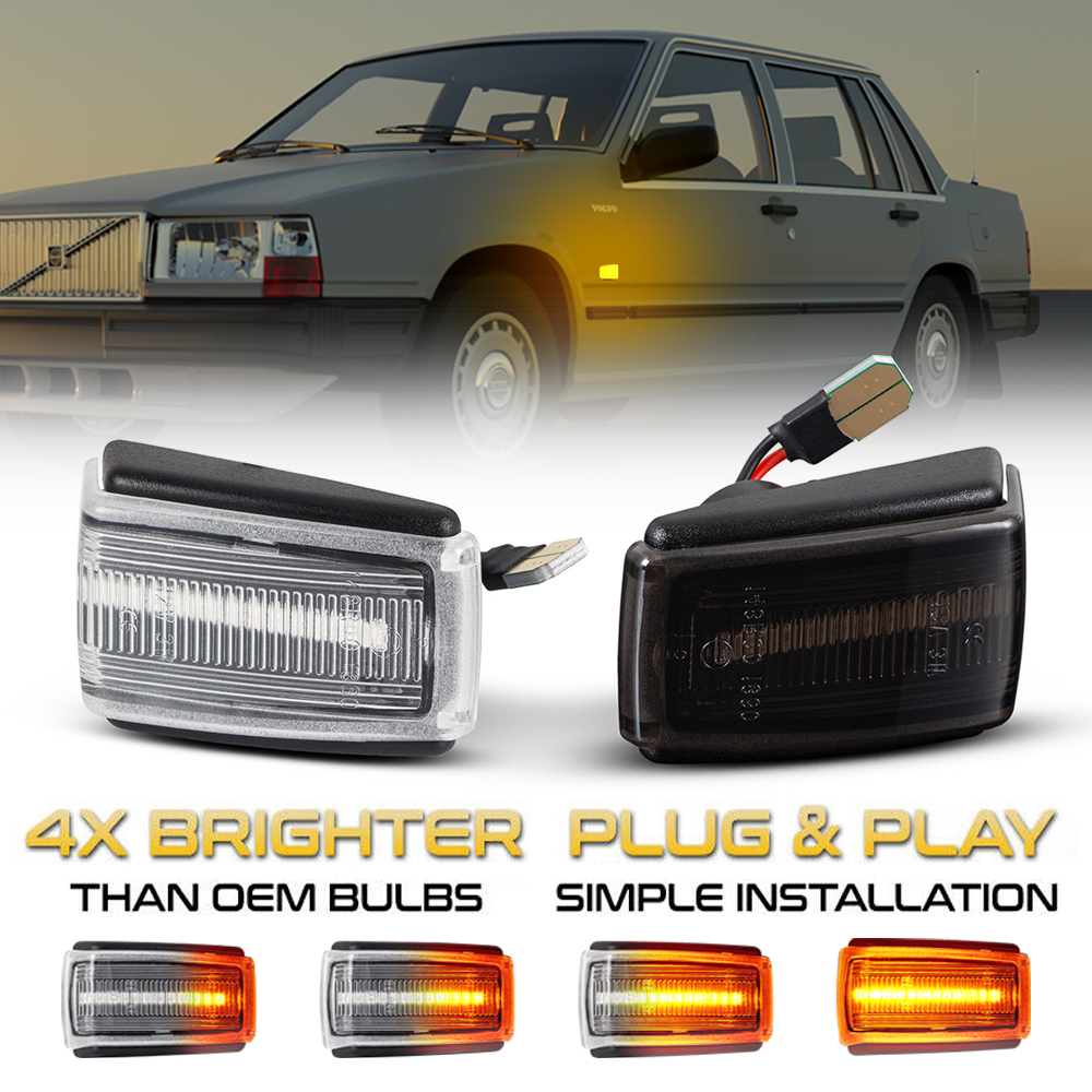 2x LED Side Marker Blinker Turn Signal Light For V70 V40 S40 850 240 740 C70 940 S70 S90 960 760 780 OEM # 9178885 9190169