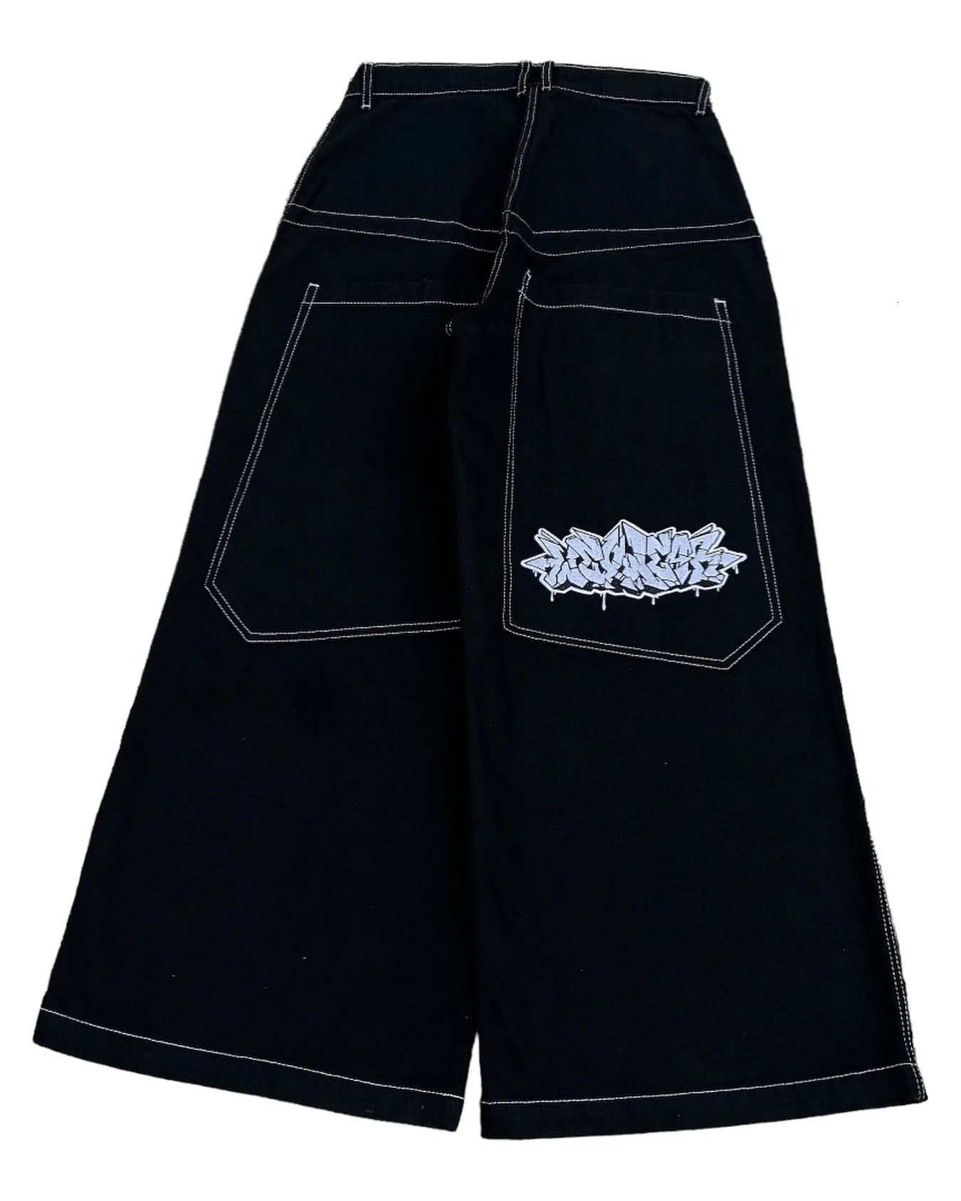 Wexwear Retro Trendy Baggy Wide Leg Jeans Harajuku Punk Hip Hop High Waist Denim Pants Jeans for Men Women Black Streetwear 240620