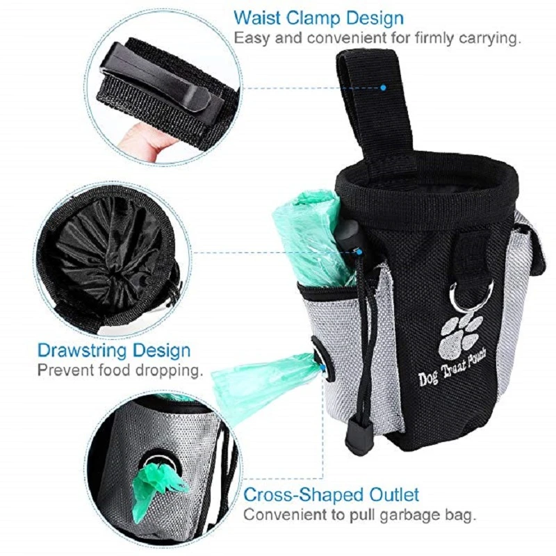 Portable Feeding Outdoor Pet Dog Treat Pouch Portable Dog Training Bags Pet Snack Food Container Puppy Snack Reward Waist Bag