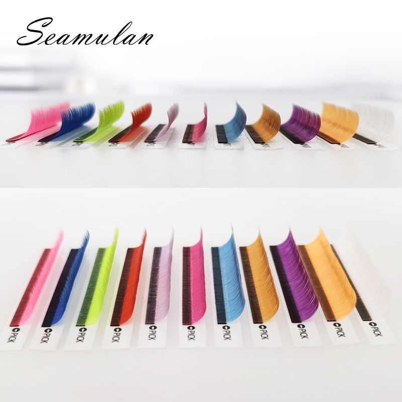 L M LC Color Lash Eyelash Extensions Individual False Colored Mink Lashes Makeup Purple Blue Brown Green Red White Pink Yellow