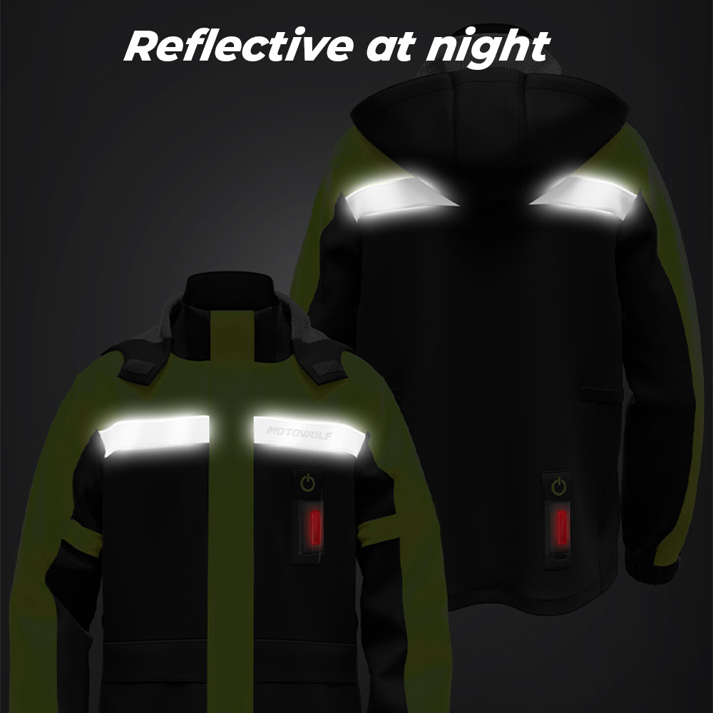 Rain Jacket Pants Motorcycle Raincoat LED Alert Split Suit Reflective Waterproof Cap Impermeable For Riding Cycling Motocross