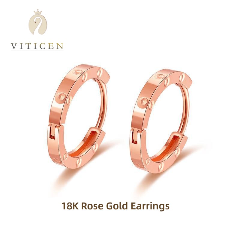 VITICEN New Arrival Real 18K Rose Gold Yellow Gold Earrings AU750 Party Daily Casual Women Jewelry Gift Fine Delicate Present