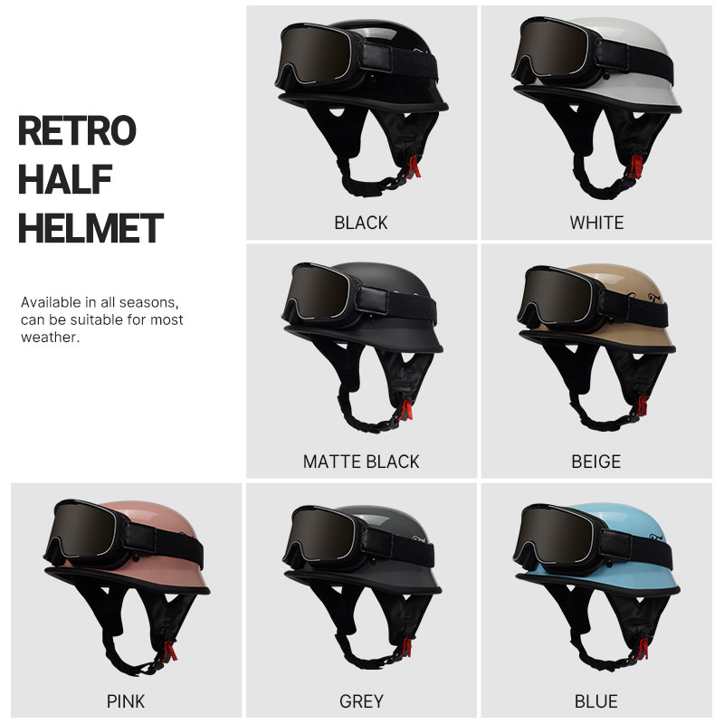 Retro Motor Helmets Motorcycle Helmet Scooter Vintage Half Face Safety Cap Motorbike Crash Motocross Helmet Casco Moto