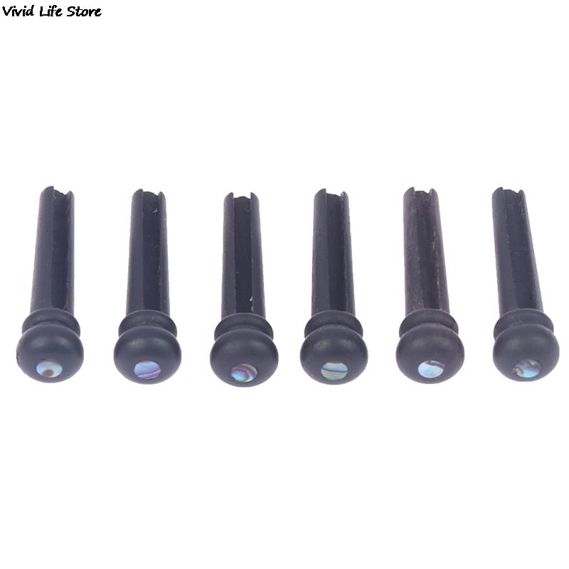 Folk Guitar Ebony 6Pcs String ddmysmile Cone Solid String Vertebra String Nail Guitar Bridge Pins Wooden Pegs Guitar Parts Accessories Smile