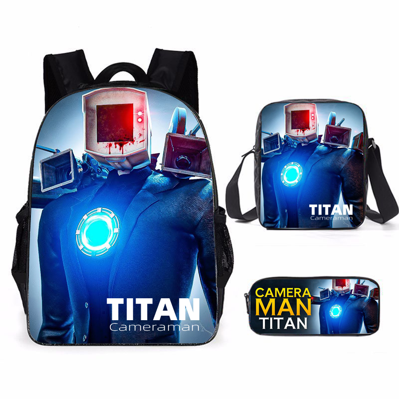 3Pcs Set skibidi toilet Mochila Titan Cameraman Backpacks Bookbag Students School Bags Anime kid Laptop Rucksack Shoulder Bag db61f