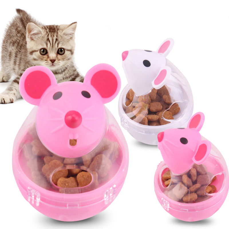 Cat Food Leakage Toys Interactive Food Funnel Plastic Cat Food Dispenser Mouse Ball Shape Tumbler Puzzle Training Pet Supplies