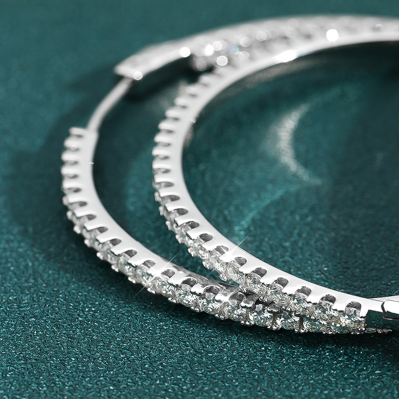 Smyoue 2.88/6.5cttw Full Moissanite Hoop Earrings for Women Big Size 2.5mm Stone Sparkling Diamond Earing Silver 925 Jewelry GRA
