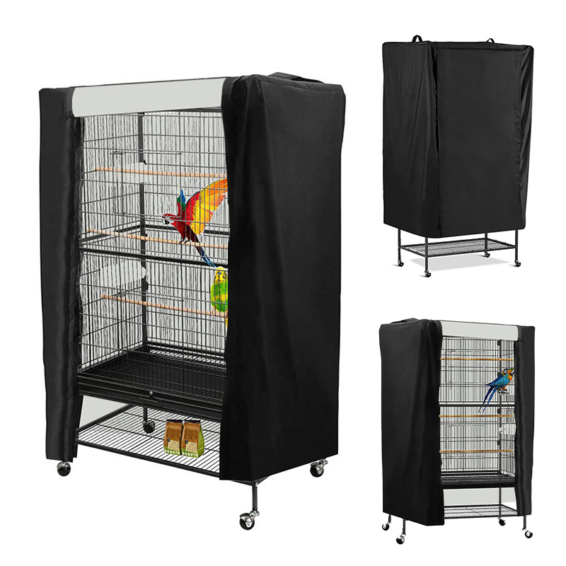 Waterproof Pet Bird Cage Cover Parrot Cages Cloth Black Large Universal Breathable Protective Home Pet Dustproof Shading Cover