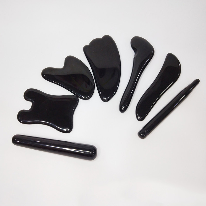 Obsidian Gua Sha Boards Traditional Therapy Natural Stones For Whole Body Massage Tools Fat Burning Heart-Shaped Shofar-Shaped